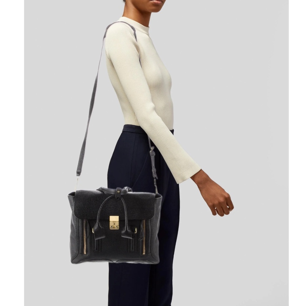 3.1 Phillip Lim Black Pashli Leather Satchel with Brass Hardware - Picture 2 of 10